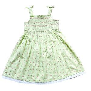 Laura Ashley Light Green Smocked Floral Easter Dress Size 6x Cotton Summer